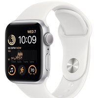 Apple Watch SE 2 40 мм (алюминиевый корпус, серебристый/белый, спортивный силиконовый ремешок M/L)