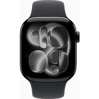 Apple Watch Series 11 46 мм (алюминиевый корпус, черный/черный, спортивный силиконовый ремешок M/L) Image #2